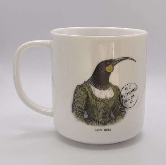 Lady Huia - large 460ml mug - Stamped Titirangi - Porcelain