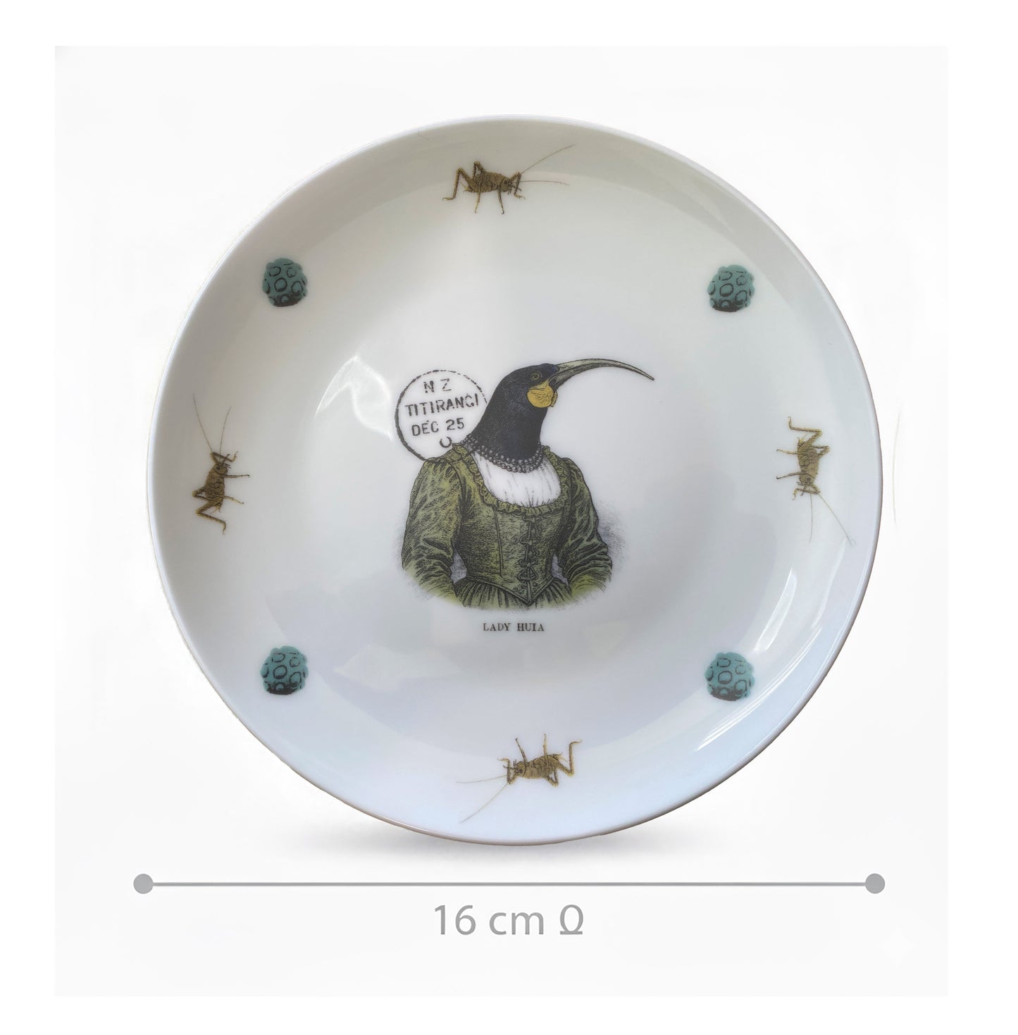 Lady Huia - 16 cm small side plate - Stamped Titirangi - Bone China