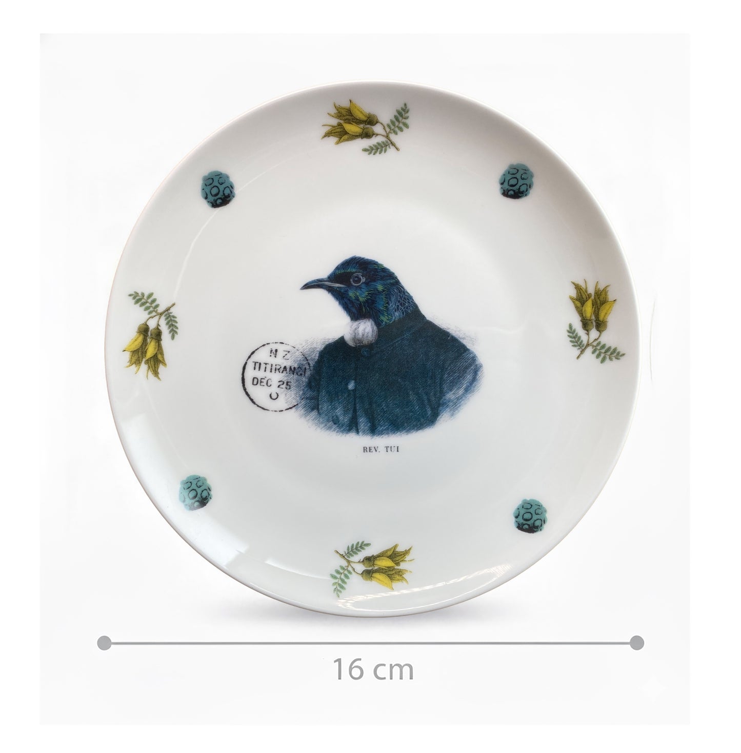 Rev. Tui - 16 cm small side plate - Stamped Titirangi - Bone China