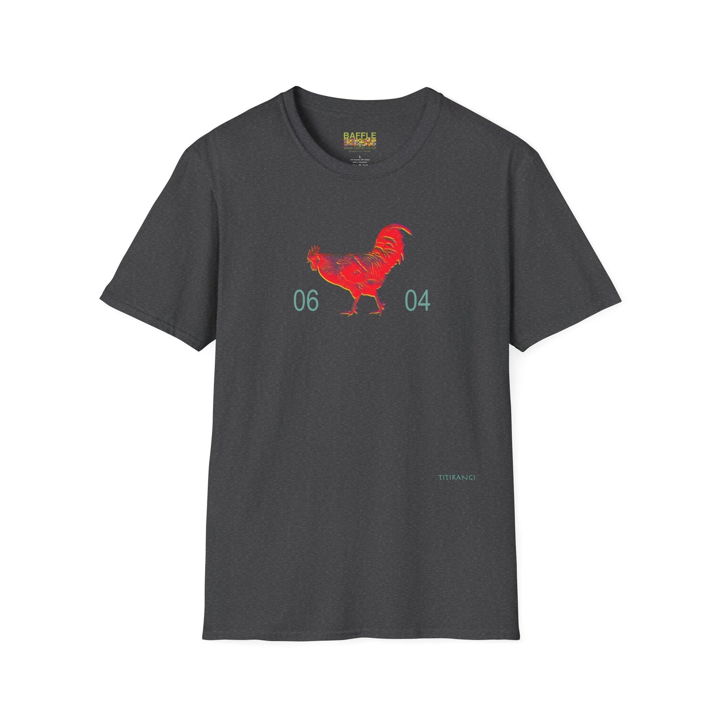 0604 ROOSTER HALF TONE BLUR - RED - Titirangi  - Gildan 64000 Graphic Tee