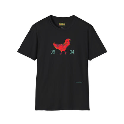 0604 ROOSTER HALF TONE BLUR - RED - Titirangi  - Gildan 64000 Graphic Tee