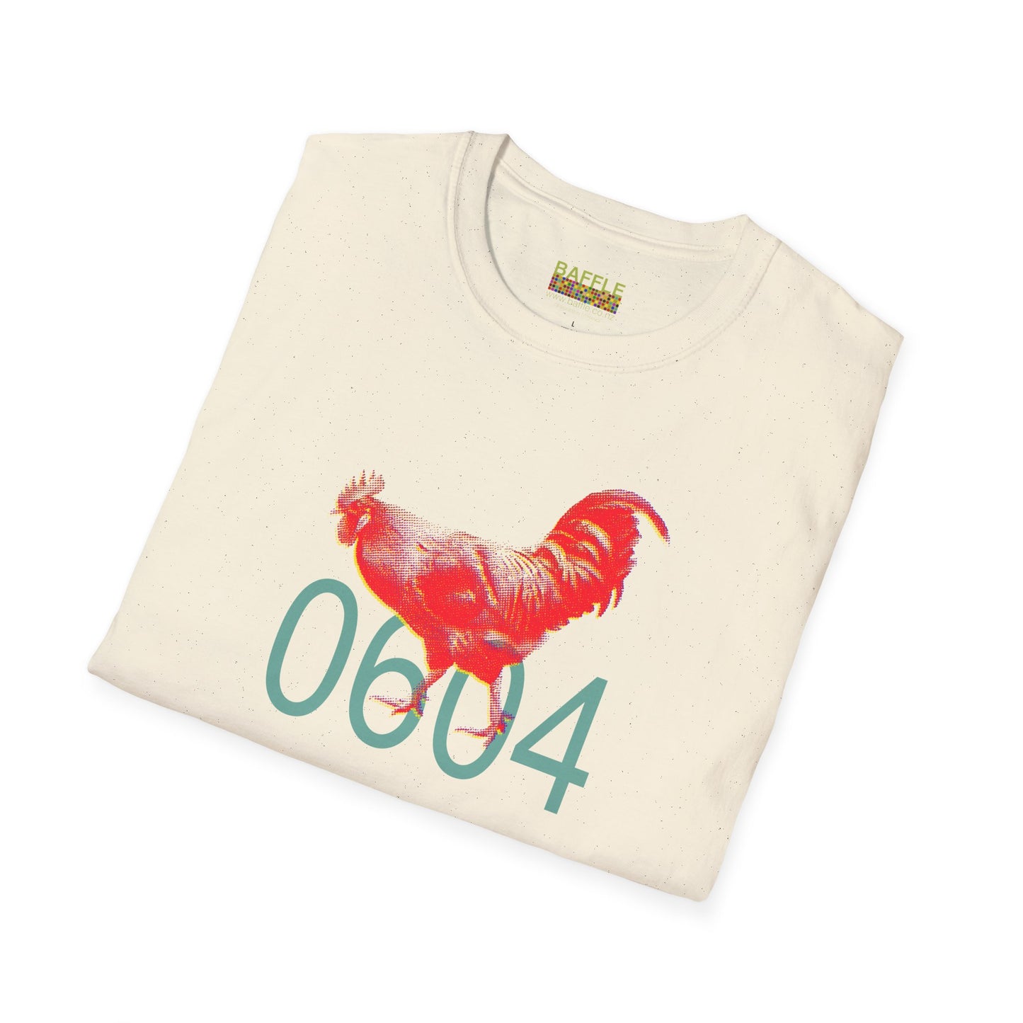 0604 ROOSTER HALF TONE BLUR - RED - Titirangi - Gildan 64000 Graphic Tee