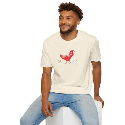 0604 ROOSTER HALF TONE BLUR - RED - Titirangi  - Gildan 64000 Graphic Tee