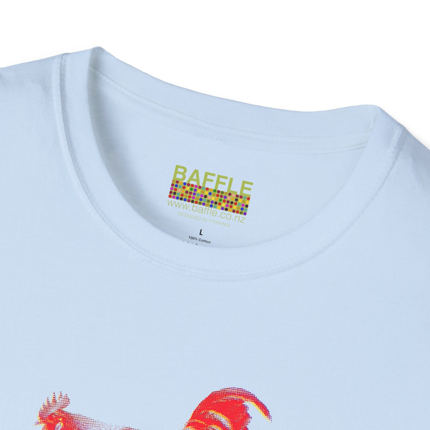 0604 ROOSTER HALF TONE BLUR - RED - Titirangi  - Gildan 64000 Graphic Tee