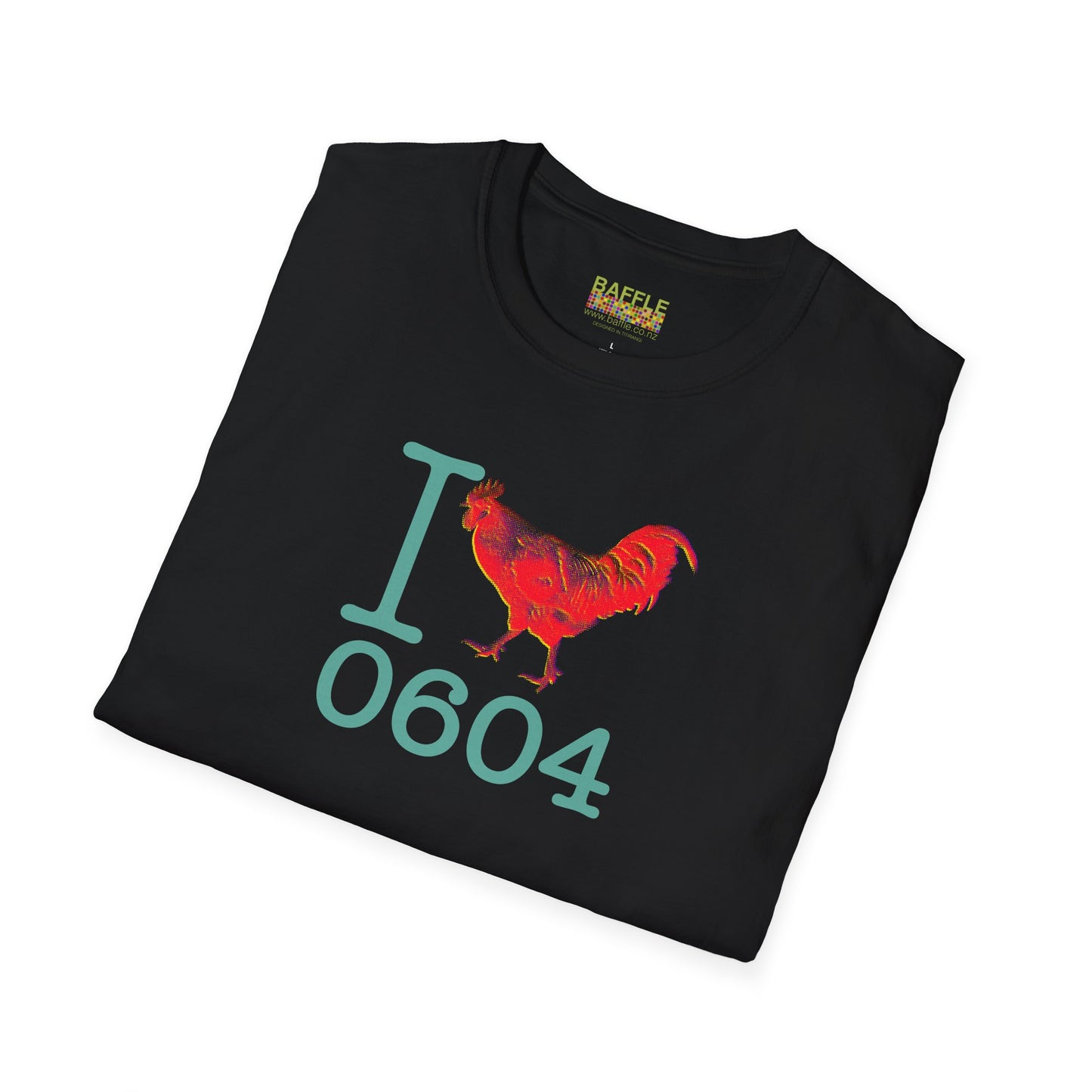 Titirangi Rooster Heart T-Shirt — I ROOSTER 0604 - Gildan 64000 Graphic Tee