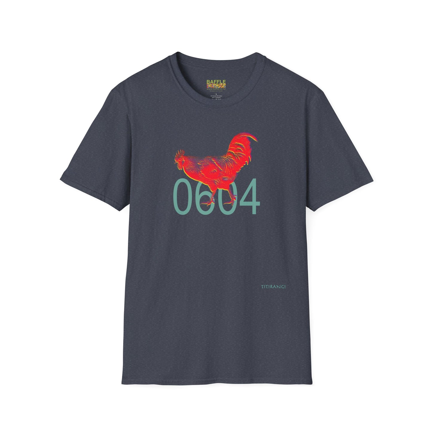 0604 ROOSTER HALF TONE BLUR - RED - Titirangi - Gildan 64000 Graphic Tee