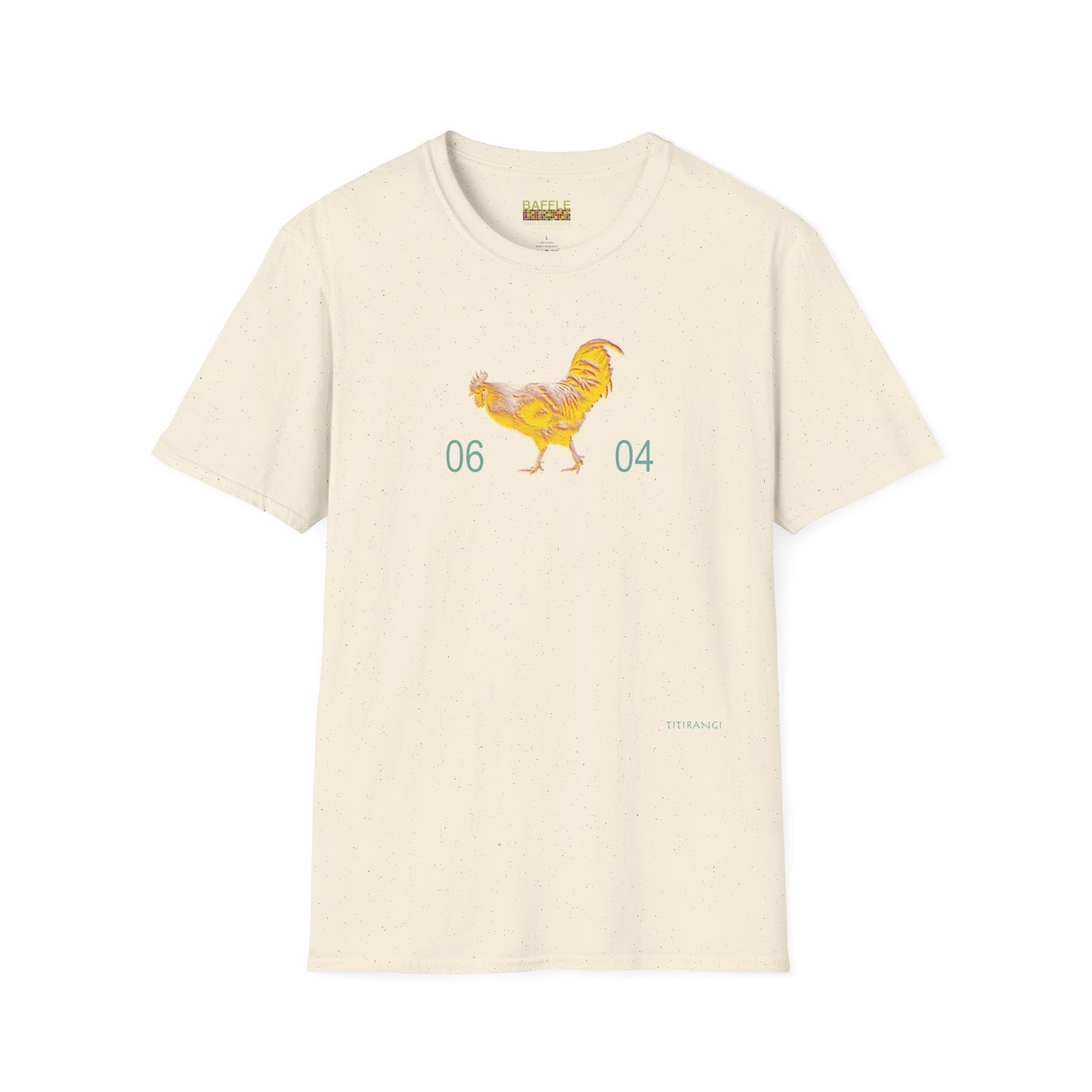 0604 ROOSTER HALF TONE BLUR - YELLOW - Titirangi  - Gildan 64000 Graphic Tee