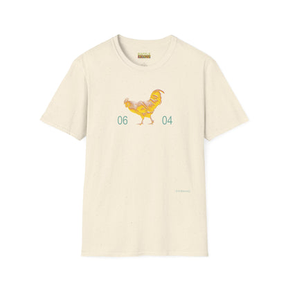 0604 ROOSTER HALF TONE BLUR - YELLOW - Titirangi  - Gildan 64000 Graphic Tee