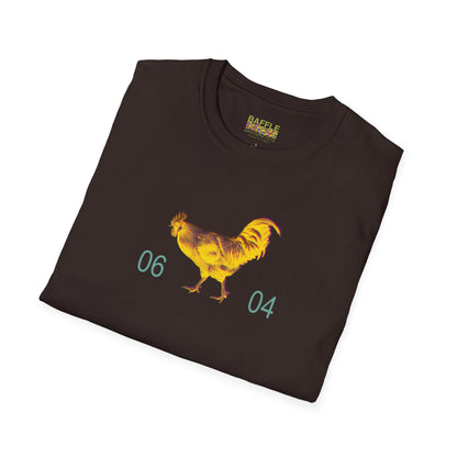 0604 ROOSTER HALF TONE BLUR - YELLOW - Titirangi  - Gildan 64000 Graphic Tee