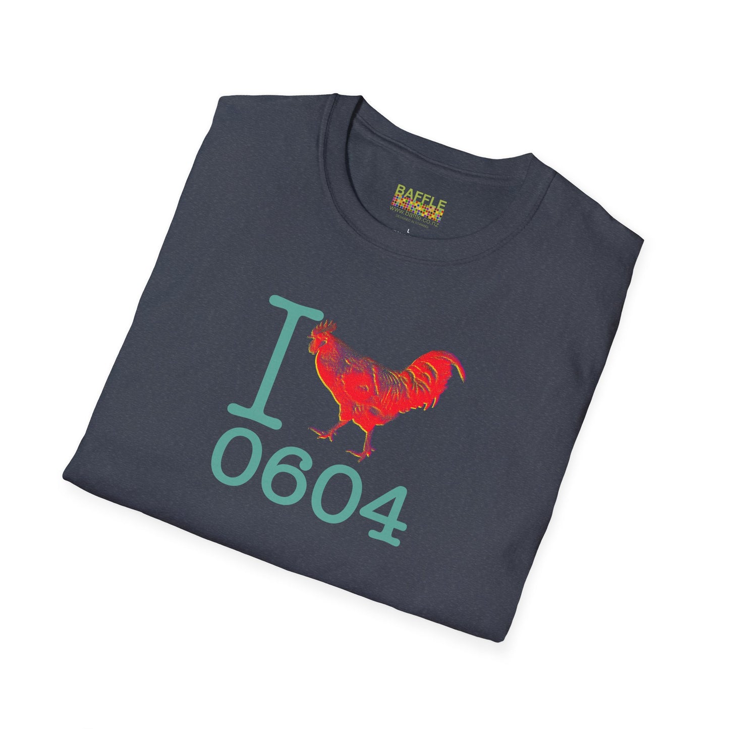 Titirangi Rooster Heart T-Shirt — I ROOSTER 0604 - Gildan 64000 Graphic Tee