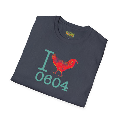 Titirangi Rooster Heart T-Shirt — I ROOSTER 0604 - Gildan 64000 Graphic Tee