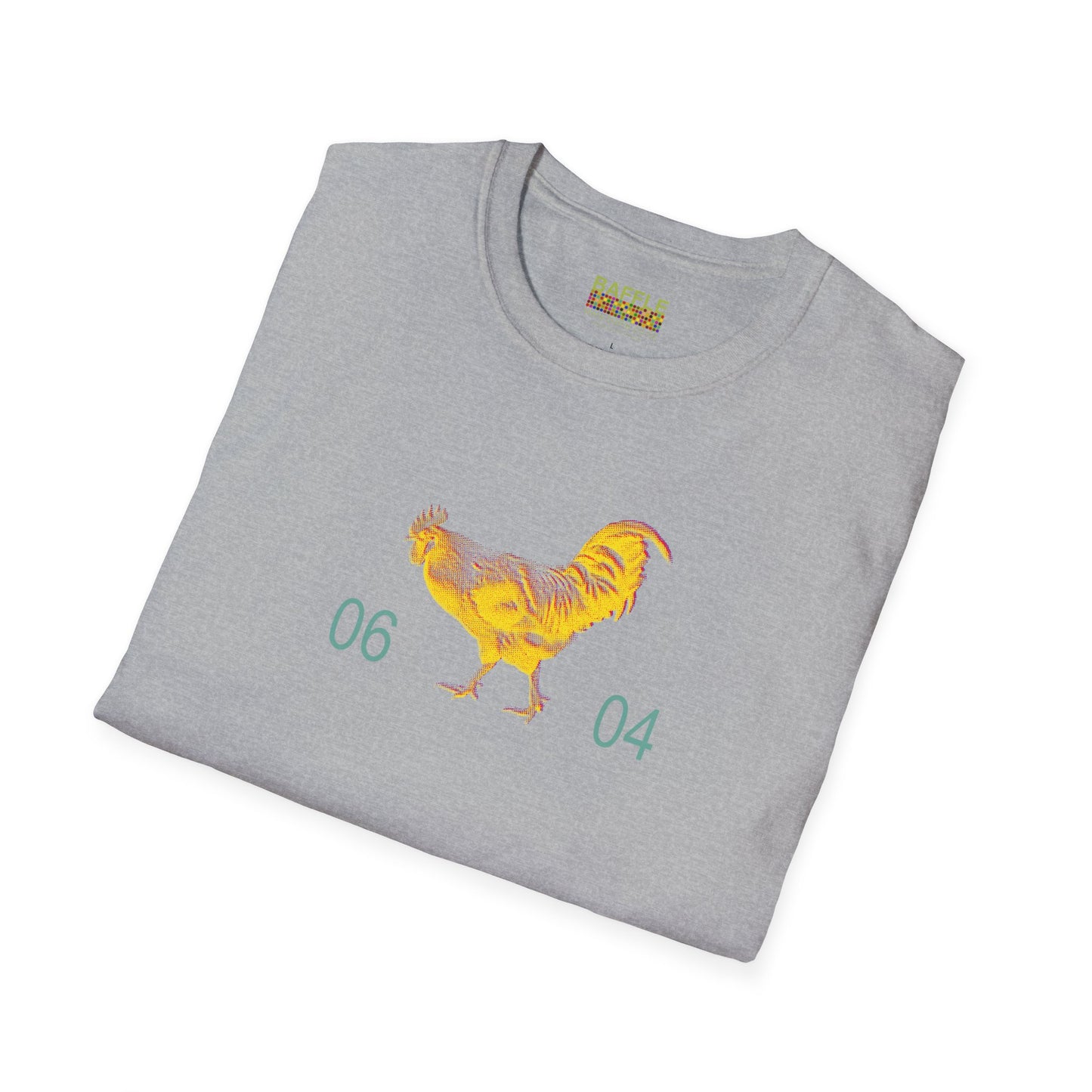 0604 ROOSTER HALF TONE BLUR - YELLOW - Titirangi  - Gildan 64000 Graphic Tee