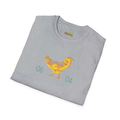 0604 ROOSTER HALF TONE BLUR - YELLOW - Titirangi  - Gildan 64000 Graphic Tee