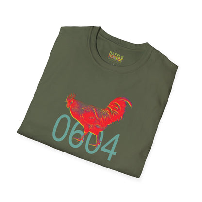 0604 ROOSTER HALF TONE BLUR - RED - Titirangi - Gildan 64000 Graphic Tee
