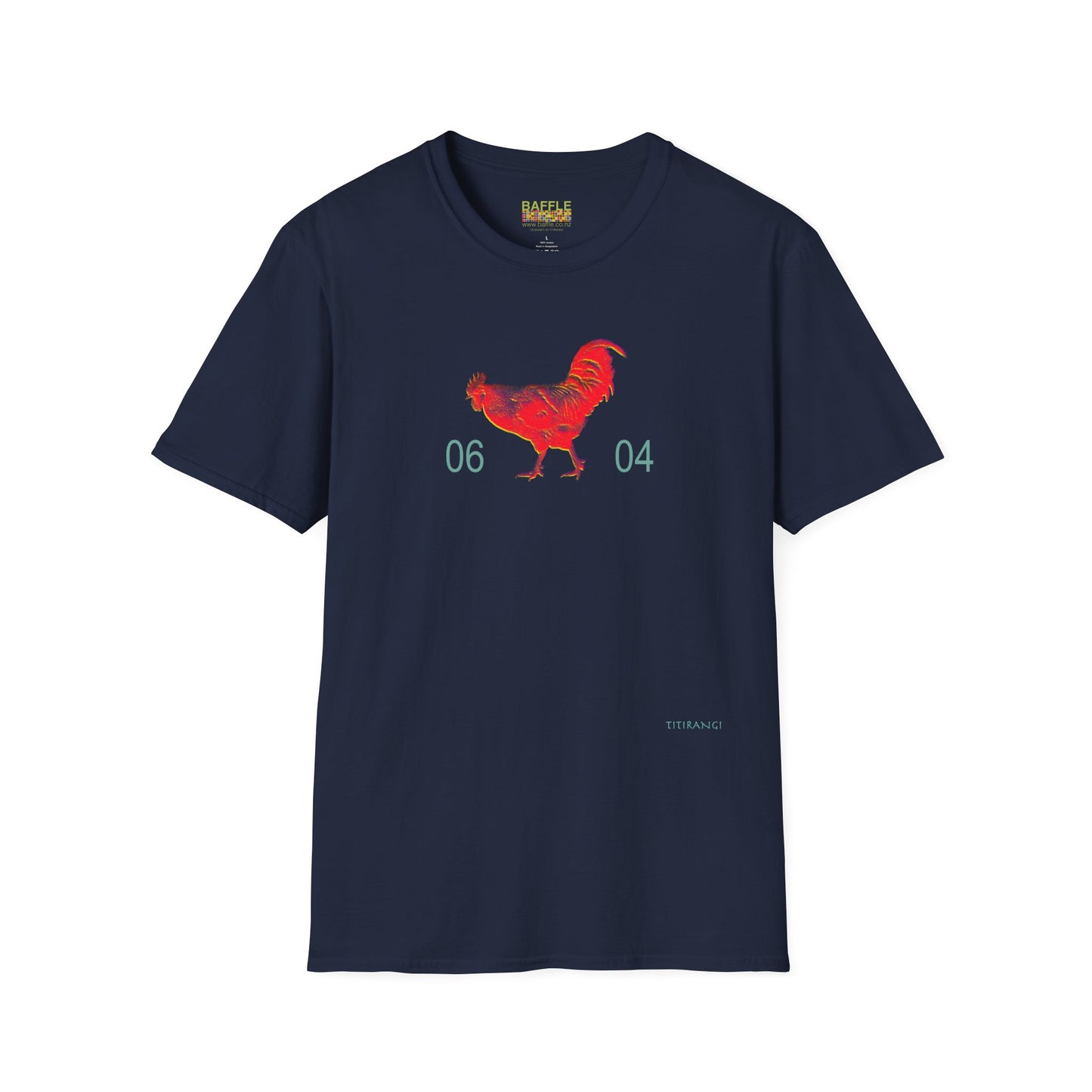 0604 ROOSTER HALF TONE BLUR - RED - Titirangi  - Gildan 64000 Graphic Tee