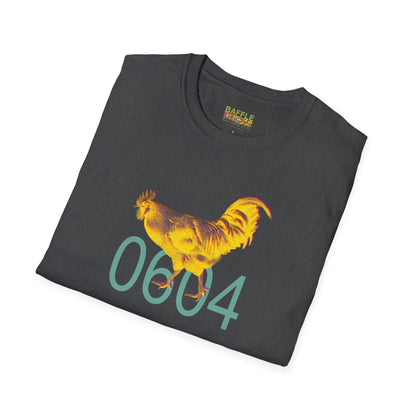 0604 ROOSTER HALF TONE BLUR - YELLOW - Titirangi - Gildan 64000 Graphic Tee