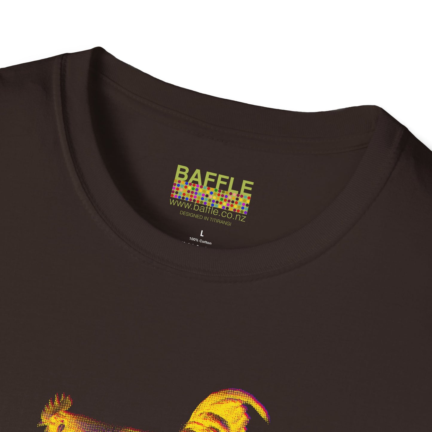 0604 ROOSTER HALF TONE BLUR - YELLOW - Titirangi  - Gildan 64000 Graphic Tee