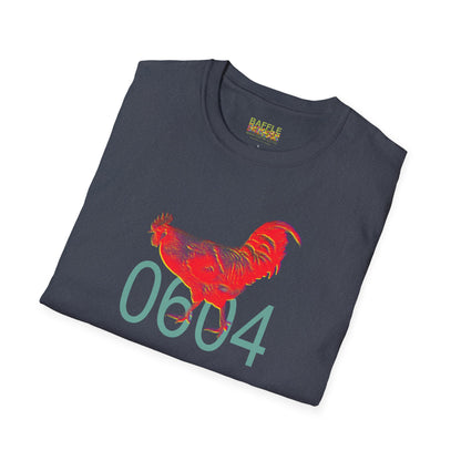 0604 ROOSTER HALF TONE BLUR - RED - Titirangi - Gildan 64000 Graphic Tee