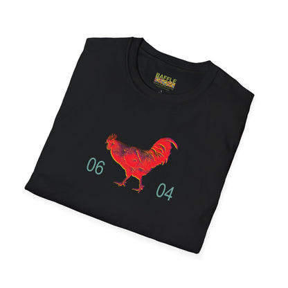 0604 ROOSTER HALF TONE BLUR - RED - Titirangi  - Gildan 64000 Graphic Tee