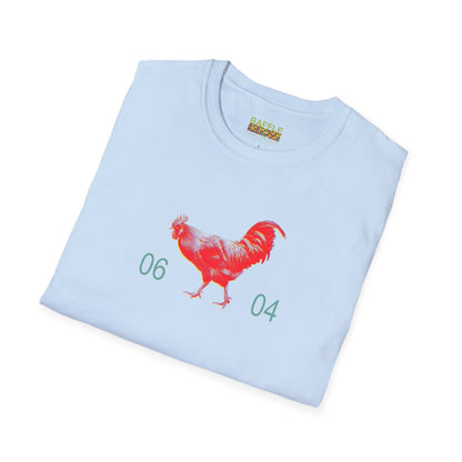 0604 ROOSTER HALF TONE BLUR - RED - Titirangi  - Gildan 64000 Graphic Tee