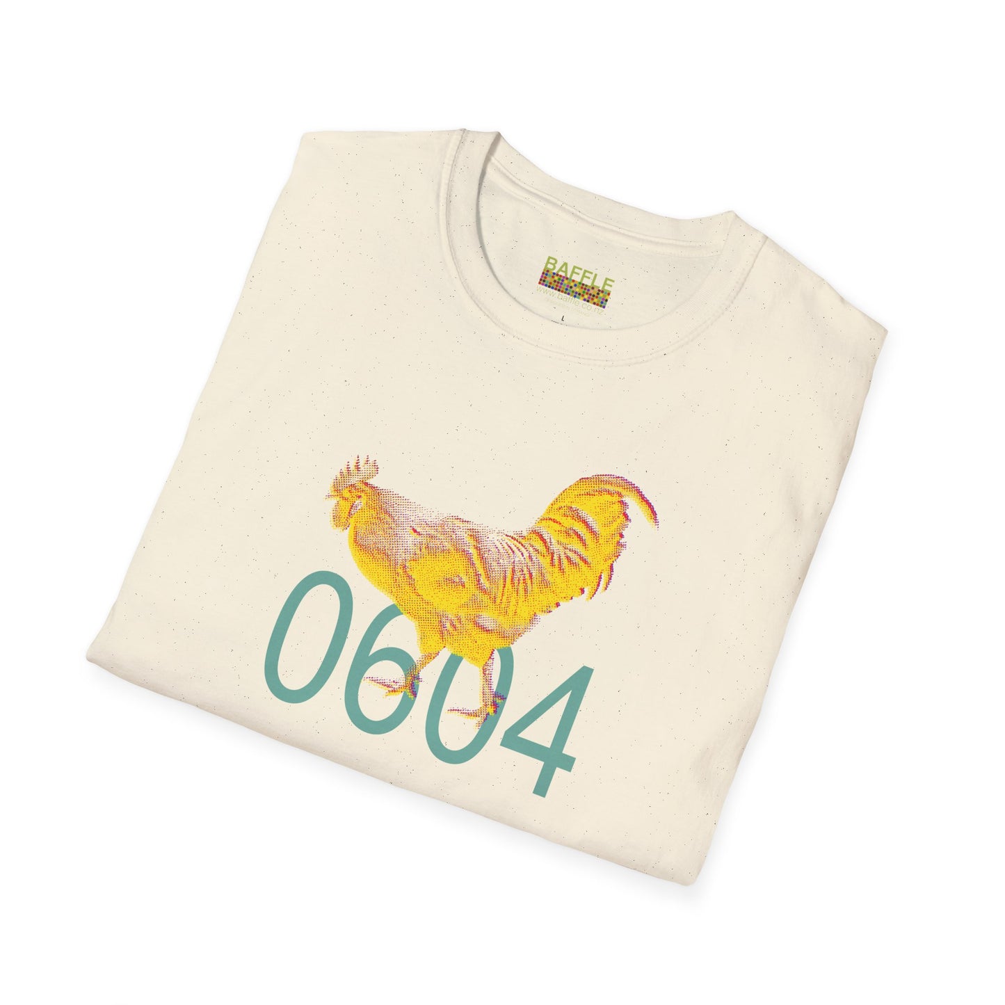 0604 ROOSTER HALF TONE BLUR - YELLOW - Titirangi - Gildan 64000 Graphic Tee