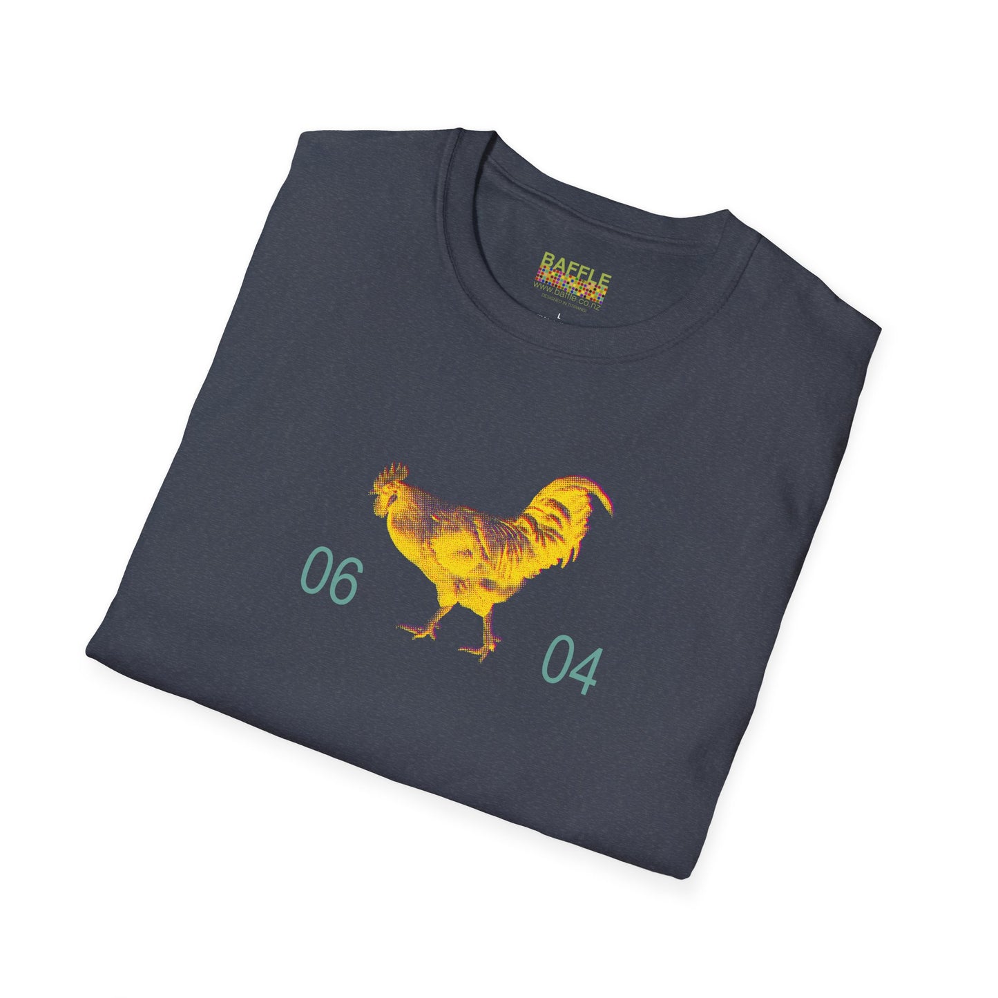 0604 ROOSTER HALF TONE BLUR - YELLOW - Titirangi  - Gildan 64000 Graphic Tee
