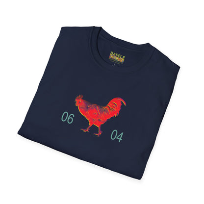 0604 ROOSTER HALF TONE BLUR - RED - Titirangi  - Gildan 64000 Graphic Tee