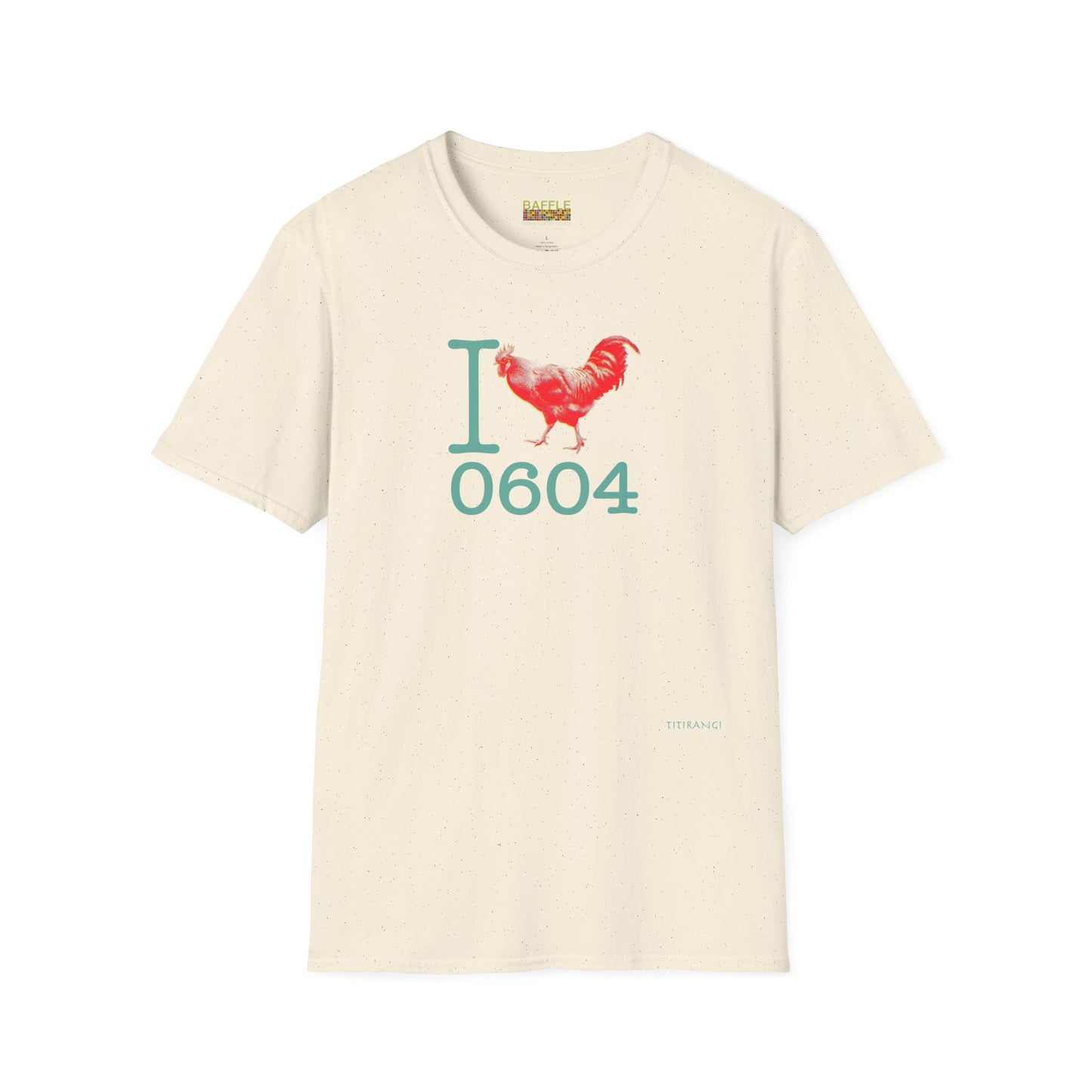 Titirangi Rooster Heart T-Shirt — I ROOSTER 0604 - Gildan 64000 Graphic Tee