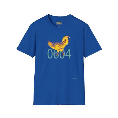 0604 ROOSTER HALF TONE BLUR - YELLOW - Titirangi - Gildan 64000 Graphic Tee