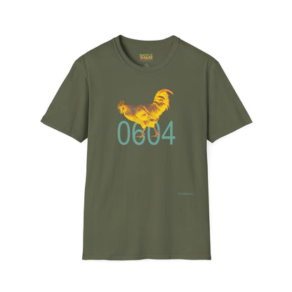 0604 ROOSTER HALF TONE BLUR - YELLOW - Titirangi - Gildan 64000 Graphic Tee