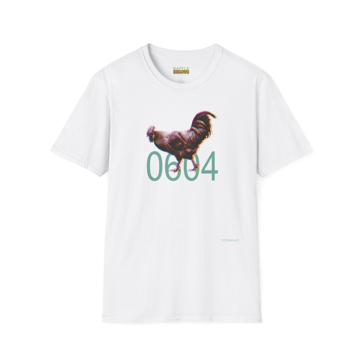 0604 ROOSTER HALF TONE BLUR - DARK - Titirangi  - Gildan 64000 Graphic Tee
