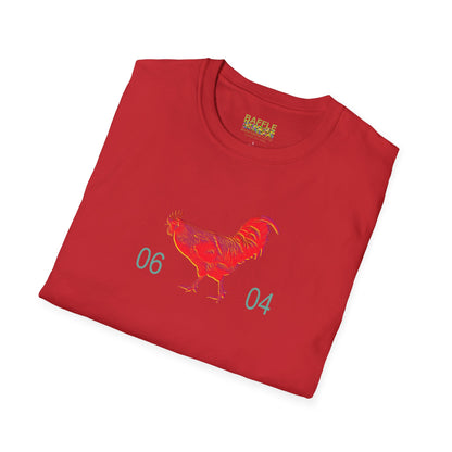 0604 ROOSTER HALF TONE BLUR - RED - Titirangi  - Gildan 64000 Graphic Tee