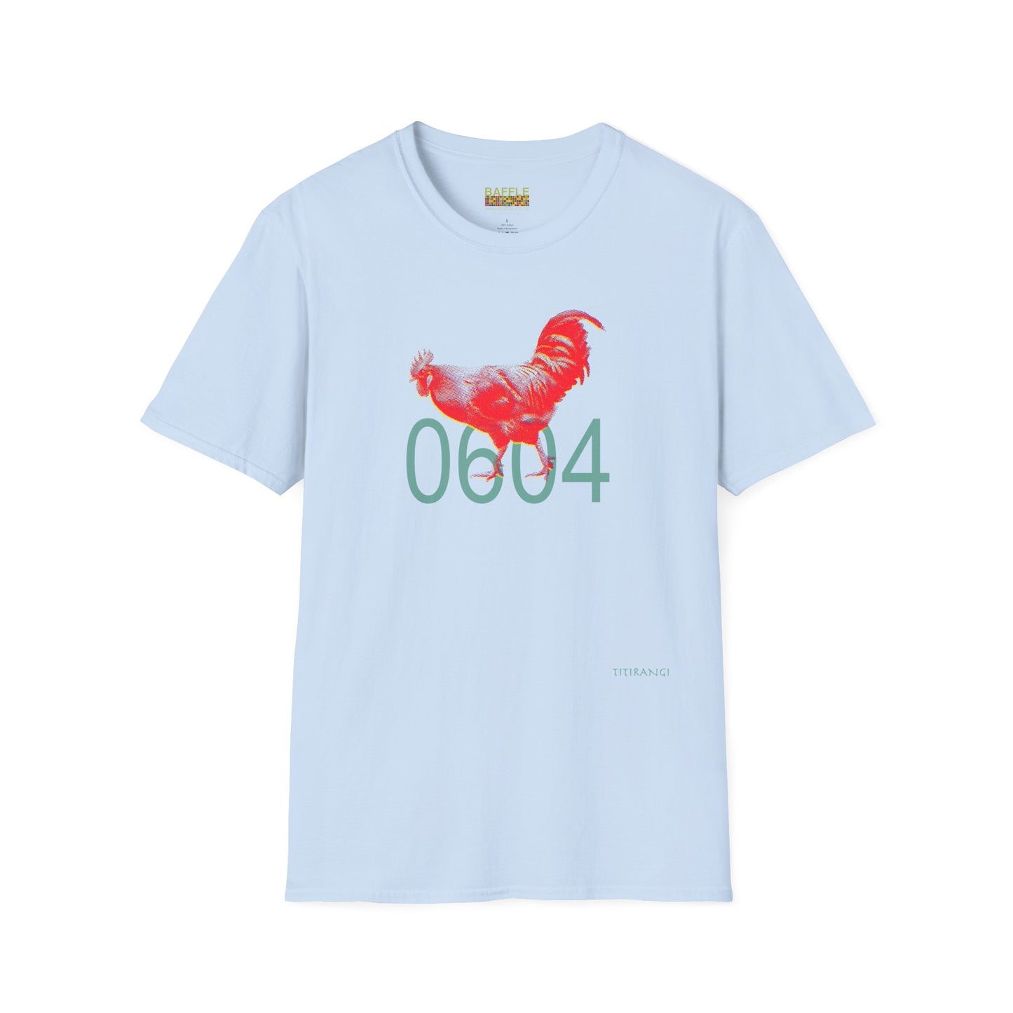 0604 ROOSTER HALF TONE BLUR - RED - Titirangi - Gildan 64000 Graphic Tee