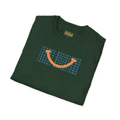 NEW - TĀHUNA - QUEENSTOWN SMILE LIGHT BLUE - Gildan 64000 Graphic Tee