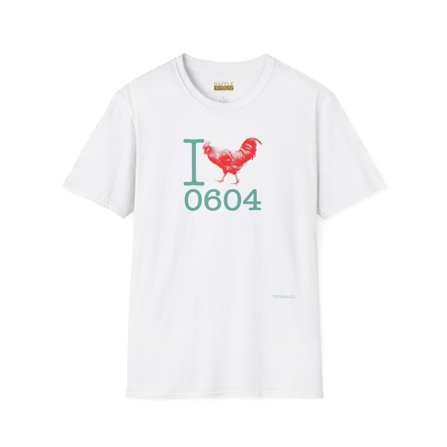 Titirangi Rooster Heart T-Shirt — I ROOSTER 0604 - Gildan 64000 Graphic Tee