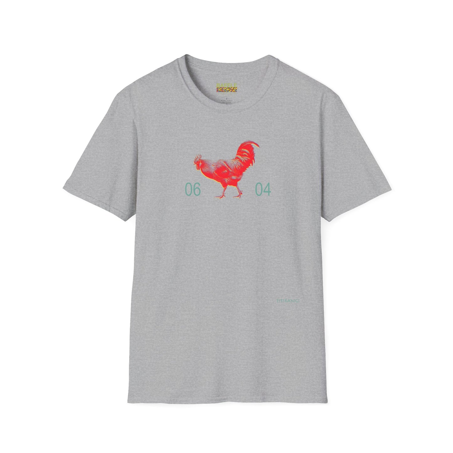 0604 ROOSTER HALF TONE BLUR - RED - Titirangi  - Gildan 64000 Graphic Tee