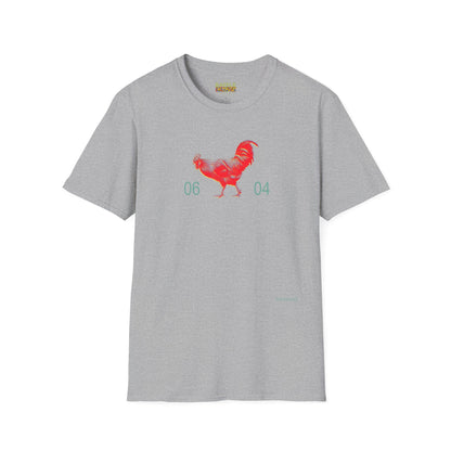 0604 ROOSTER HALF TONE BLUR - RED - Titirangi  - Gildan 64000 Graphic Tee