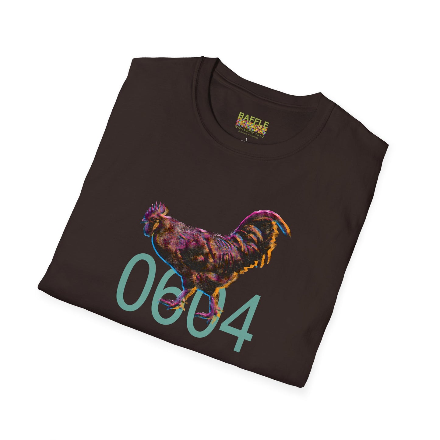 0604 ROOSTER HALF TONE BLUR - DARK - Titirangi  - Gildan 64000 Graphic Tee