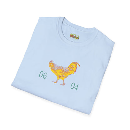 0604 ROOSTER HALF TONE BLUR - YELLOW - Titirangi  - Gildan 64000 Graphic Tee