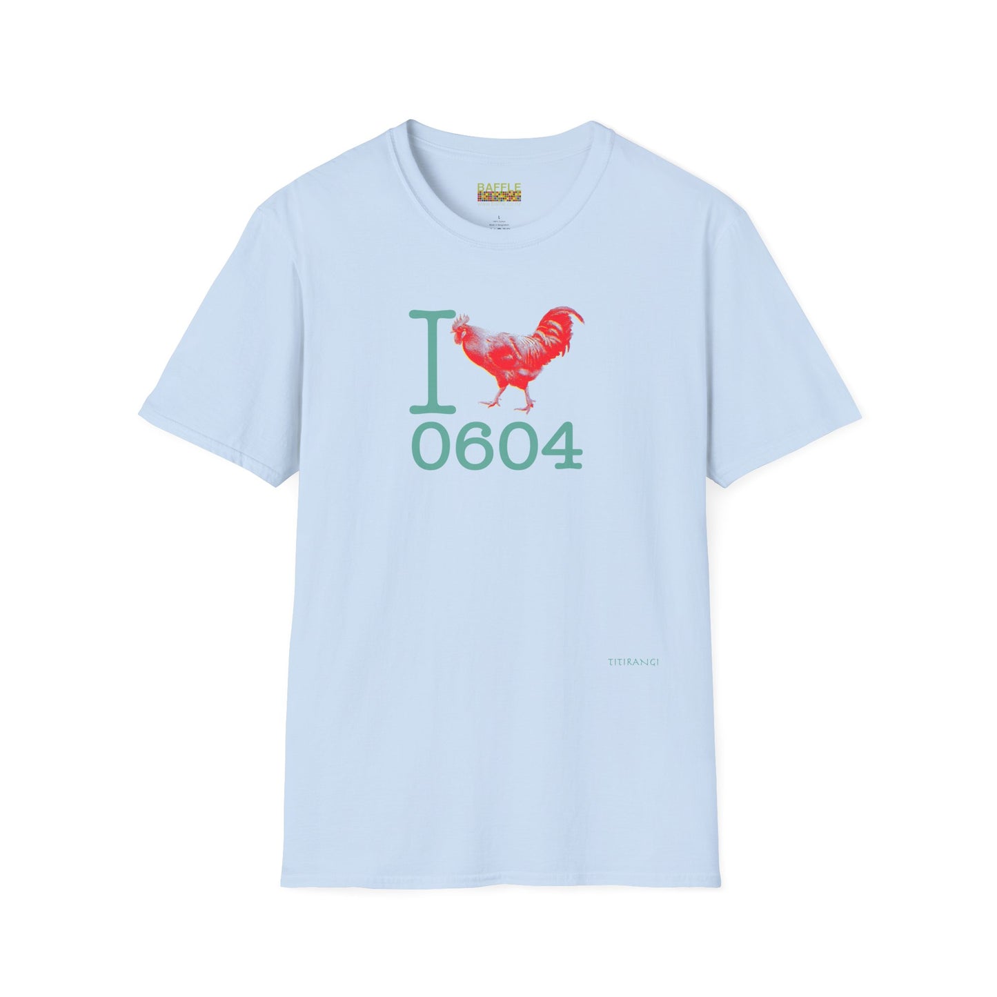 Titirangi Rooster Heart T-Shirt — I ROOSTER 0604 - Gildan 64000 Graphic Tee