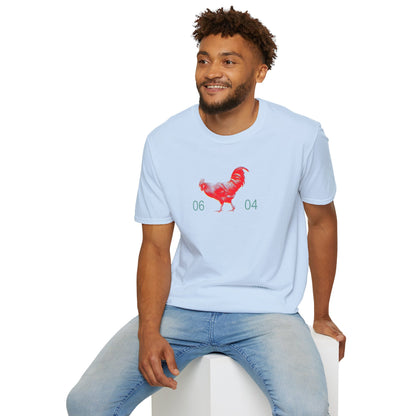 0604 ROOSTER HALF TONE BLUR - RED - Titirangi  - Gildan 64000 Graphic Tee