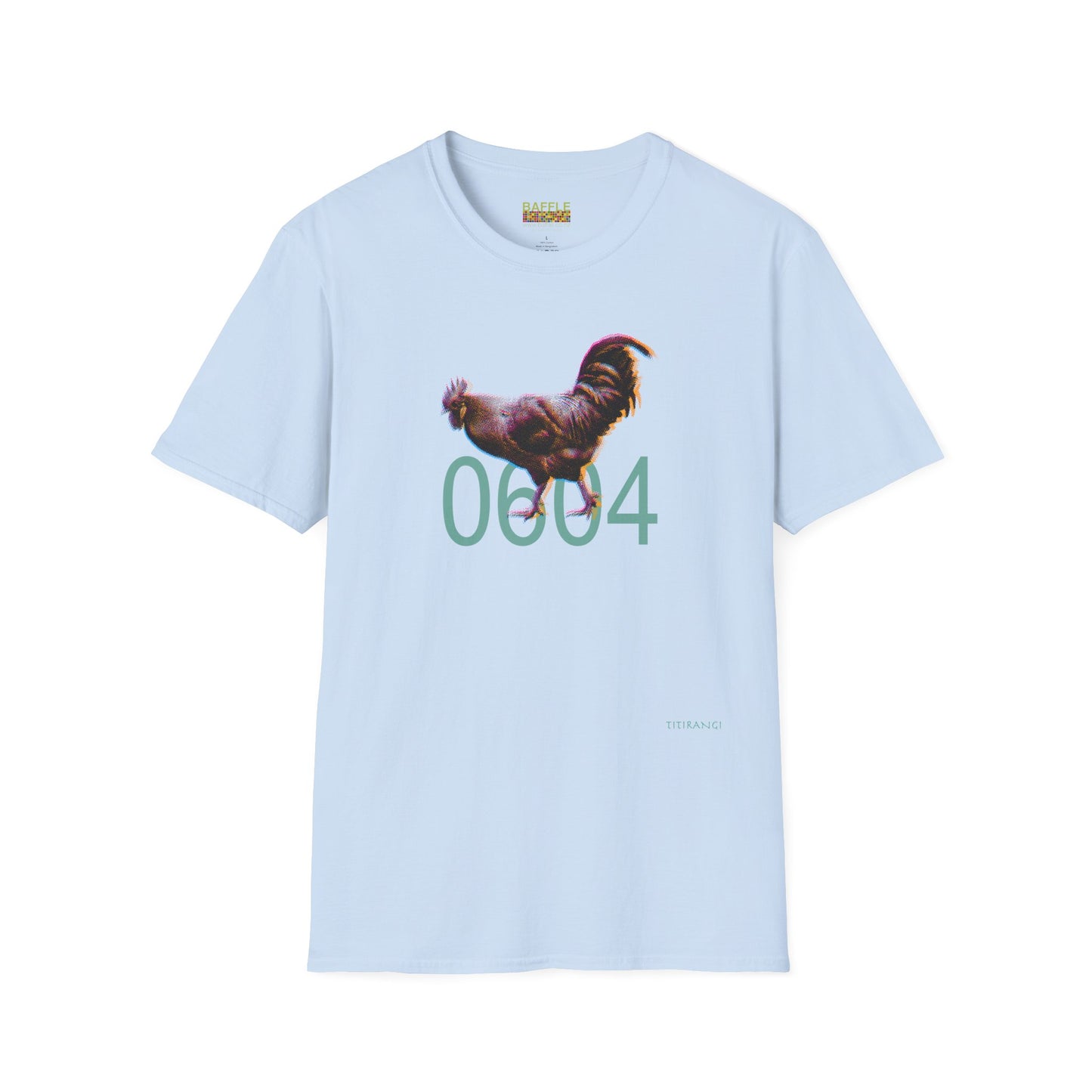 0604 ROOSTER HALF TONE BLUR - DARK - Titirangi  - Gildan 64000 Graphic Tee