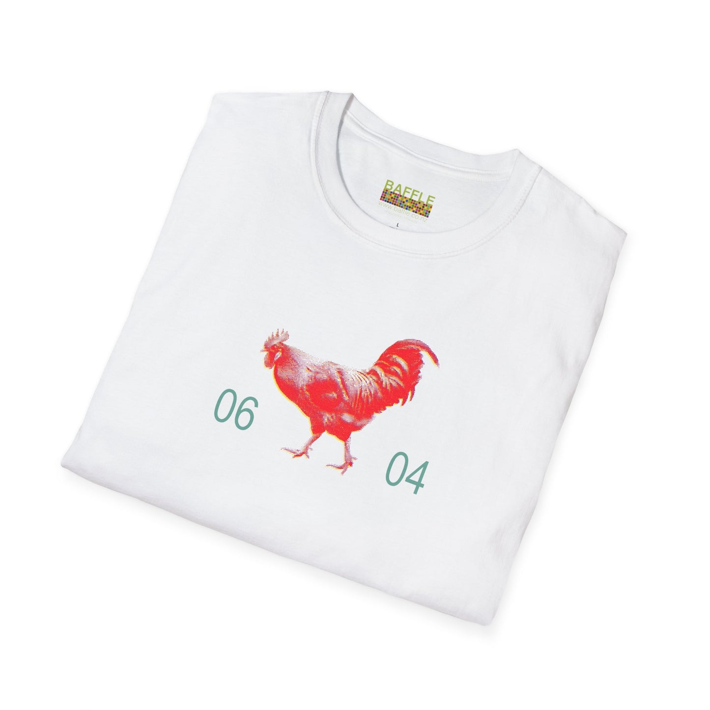 0604 ROOSTER HALF TONE BLUR - RED - Titirangi  - Gildan 64000 Graphic Tee