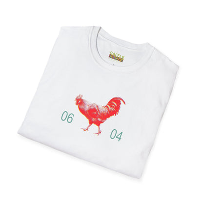 0604 ROOSTER HALF TONE BLUR - RED - Titirangi  - Gildan 64000 Graphic Tee