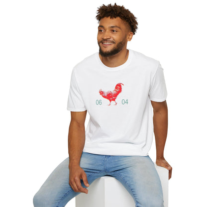 0604 ROOSTER HALF TONE BLUR - RED - Titirangi  - Gildan 64000 Graphic Tee