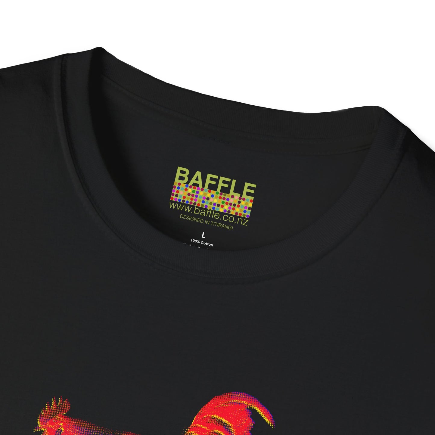 0604 ROOSTER HALF TONE BLUR - RED - Titirangi  - Gildan 64000 Graphic Tee