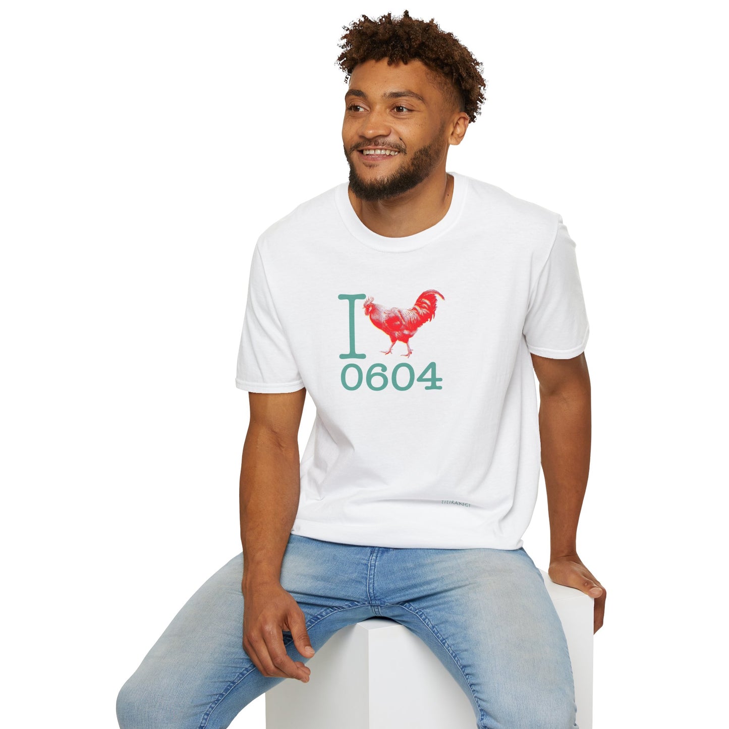 Titirangi Rooster Heart T-Shirt — I ROOSTER 0604 - Gildan 64000 Graphic Tee