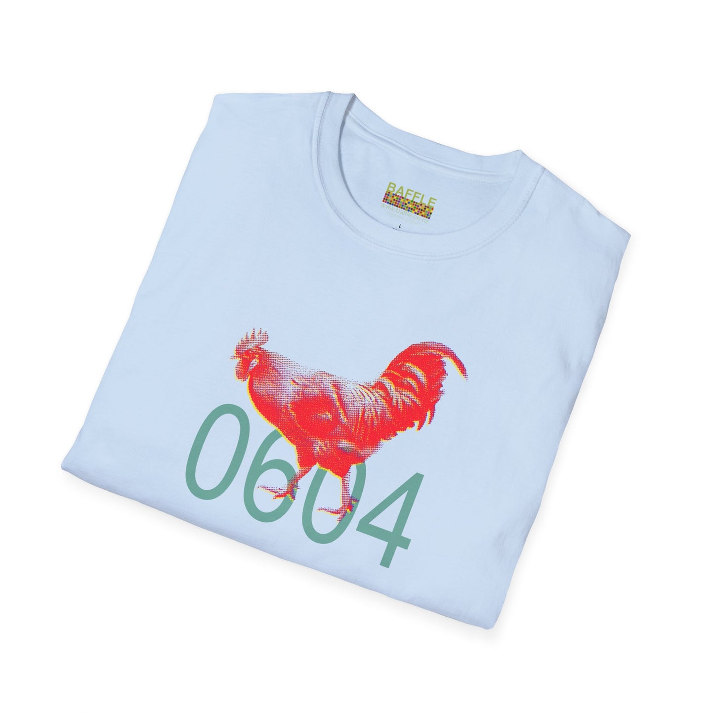 0604 ROOSTER HALF TONE BLUR - RED - Titirangi - Gildan 64000 Graphic Tee
