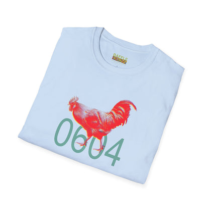 0604 ROOSTER HALF TONE BLUR - RED - Titirangi - Gildan 64000 Graphic Tee