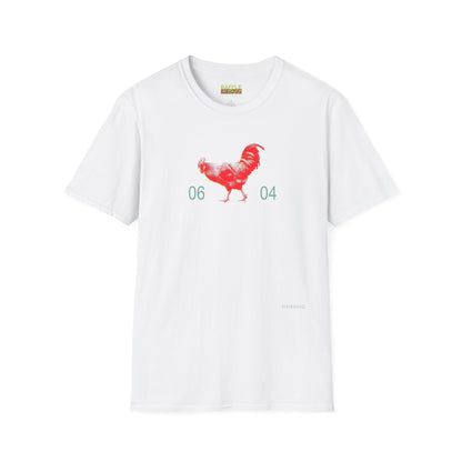 0604 ROOSTER HALF TONE BLUR - RED - Titirangi  - Gildan 64000 Graphic Tee